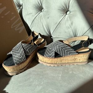 Mi.iM sandals, Liam, cork platform wedge, size 8